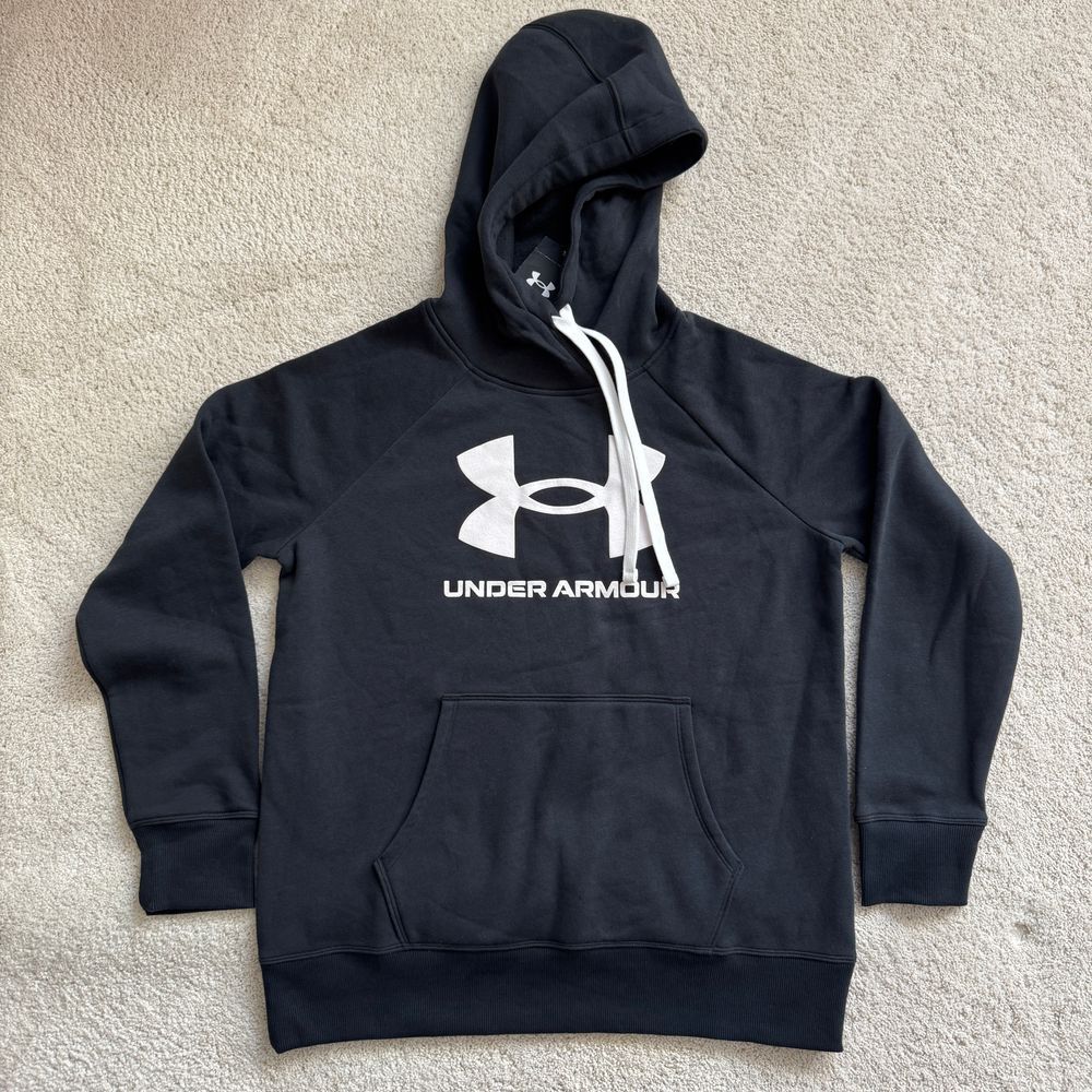 Under Armour UA Rival Fleece Logo Black Pullover‎ Hoodie Athletic